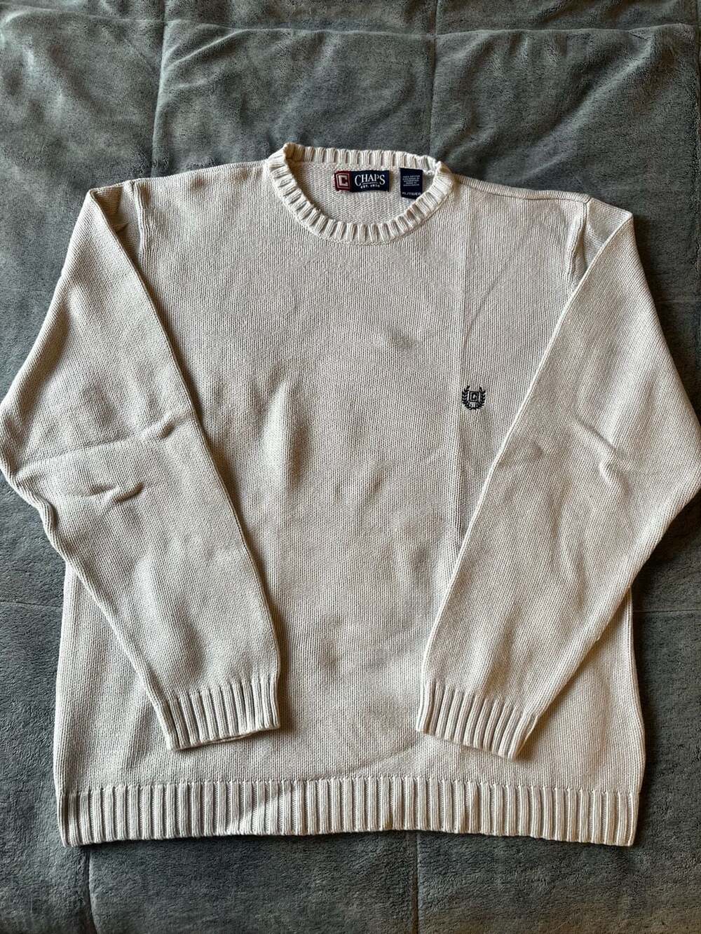 Chaps Crewneck Sweater Size XL Beige 100% Cotton Pullover